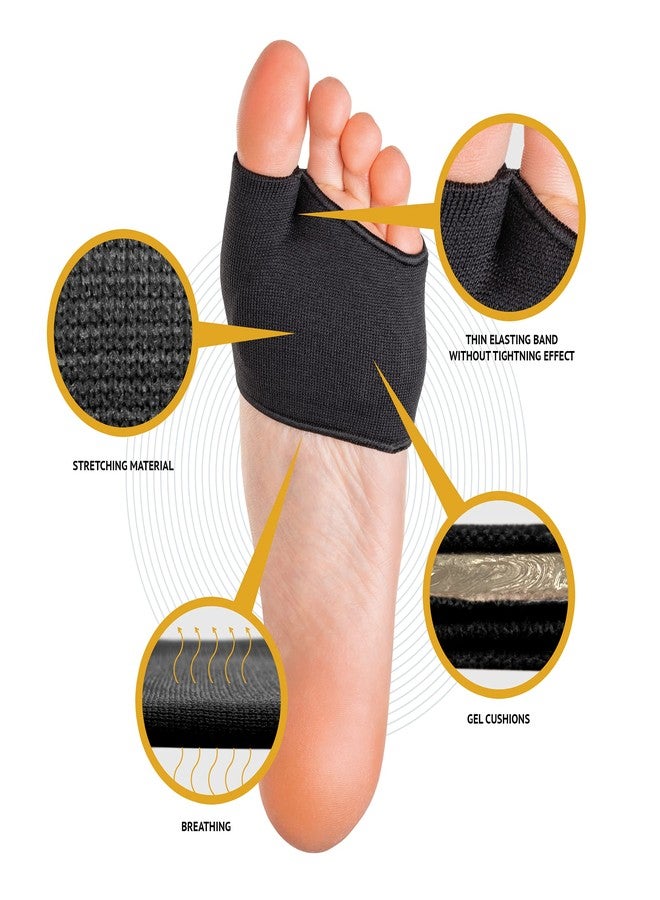 Brison Podiatrist-Designed Metatarsal Pads for Women & Men - Ball of Foot Cushions for Pain Relief Metatarsalgia Morton's Neuroma Calluses 1 Pair (Black, M/S) - Image 4
